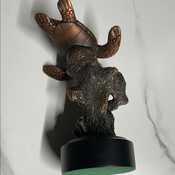 Copper Sea Turtle Sculpture on Black Base - Picture 5 of 7